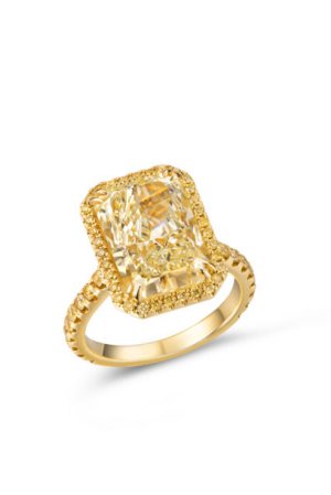 6.35ct Radiant Yellow Diamond Ring & Yellow Gold