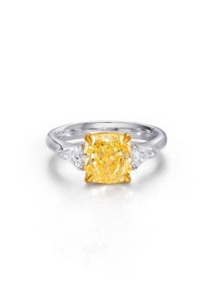 Cushion Cut Yellow Diamond Ring