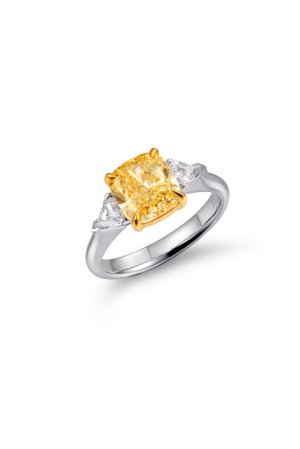 Cushion Cut Yellow Diamond Ring
