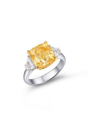 Cushion Cut Yellow Diamond Ring 3.31ct
