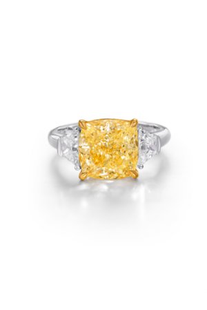 Cushion Cut Yellow Diamond Ring 3.31ct