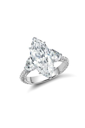 Marquise Diamond Ring With Hearts Side Stones