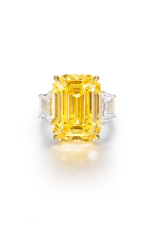 Vivid Yellow Emerlad Cut Ring