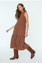Kahverengi Geniş Kesim Elbise