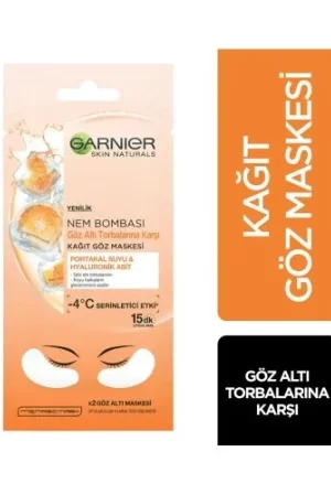 Garnier Nem Bombası Kağıt Göz Maskesi Portakal Suyu