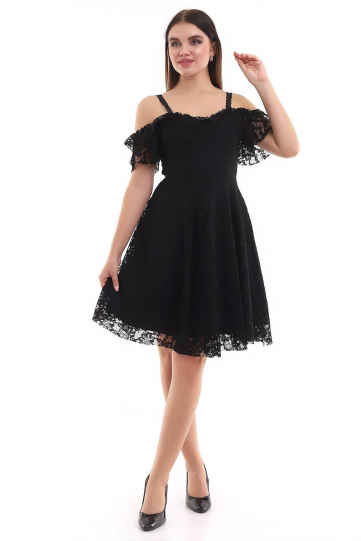 Güpür Askılı Dantel Mini Kloş