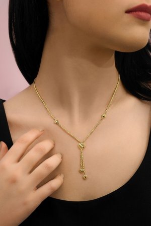 14 Ayar Altın Kalp Motifli Halat Zincir Kolye