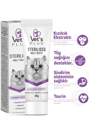 Vet's Plus Sterilised Kısırlaştırılmış Kediler için Malt Macun 