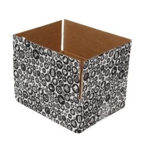 15x13x12cm Tek Oluklu Siyah Alışveriş Desenli Koli